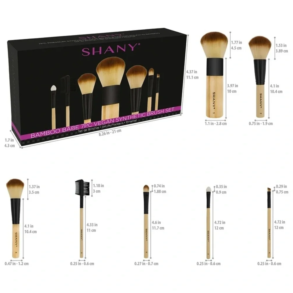 SHANY Bamboo Brush Set - Vegan Brushes - 7 pieces, NEW
